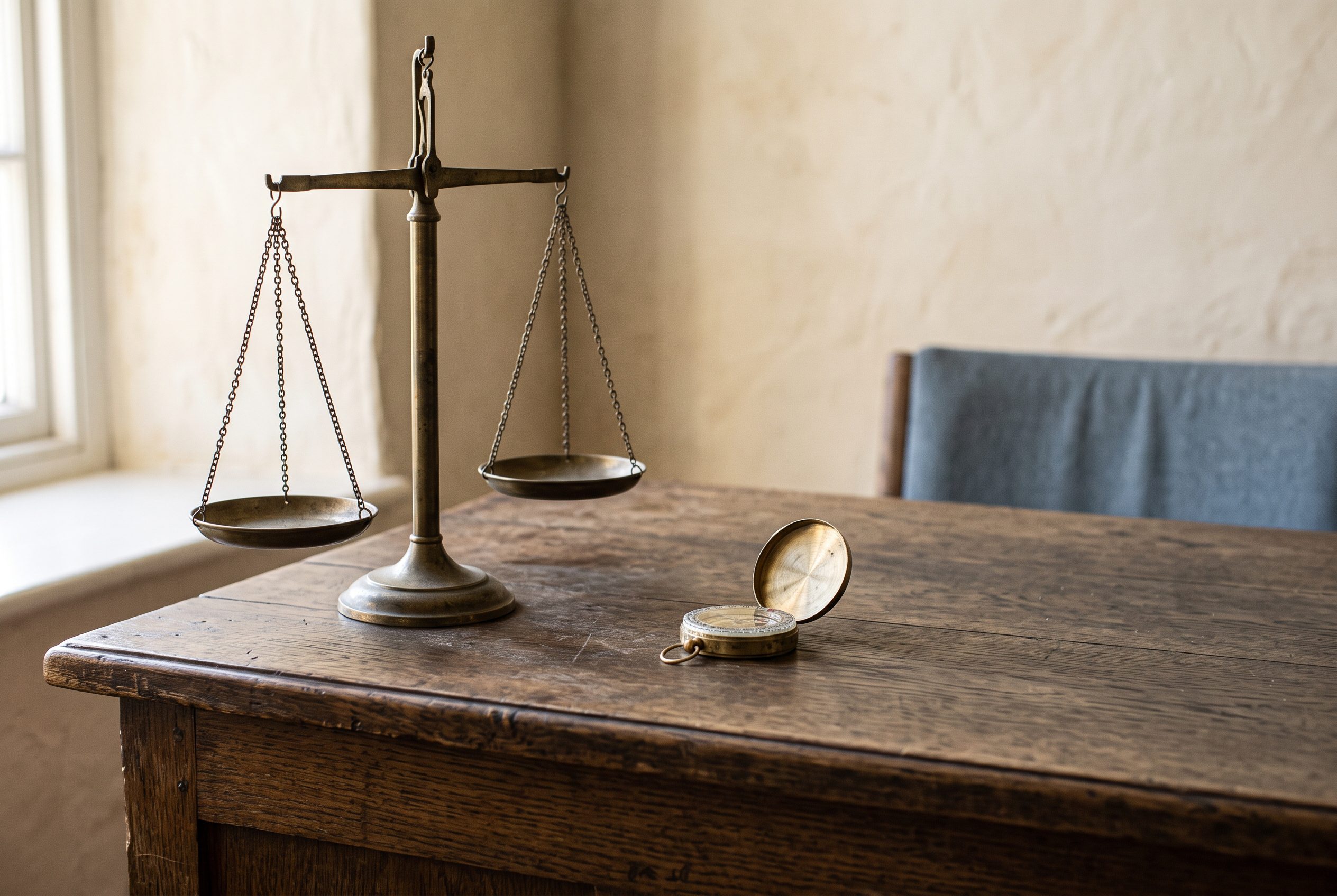 Brass scales — a symbol of weighing evidence